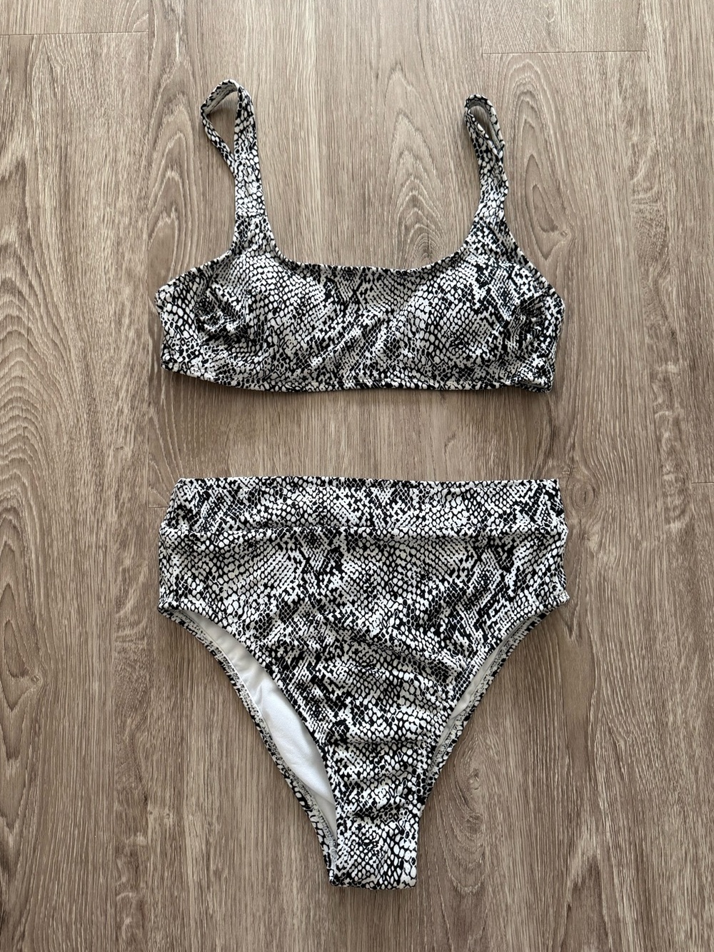 Xhilaration Black and White Snake-Print Bikini